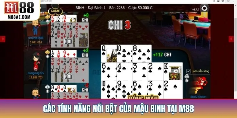Các tính năng nổi bật của Mậu Binh tại M88